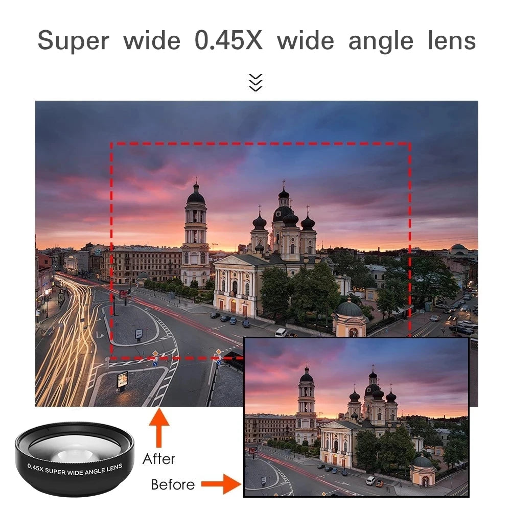 Arvin 2-in-1 0.45X Wide-Angle & 12.5X Macro Phone Lens