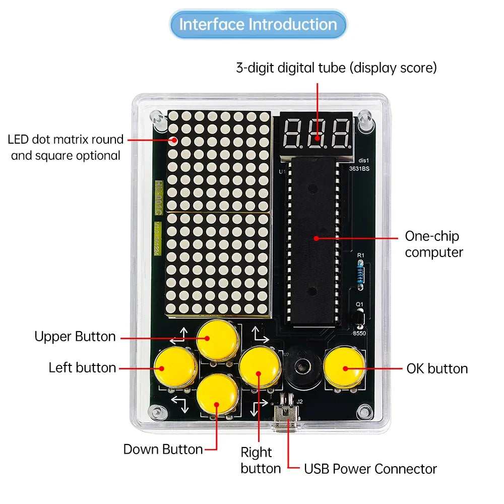 diymore 7-in-1 Pixel Game Console DIY Soldering Kit