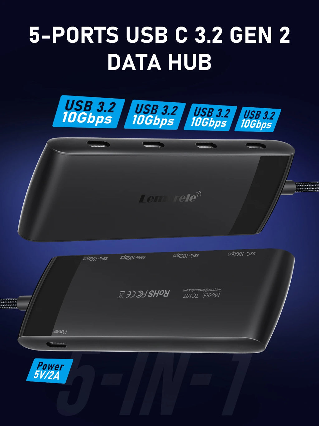 Lemorele TC57 4-Port USB-C Hub