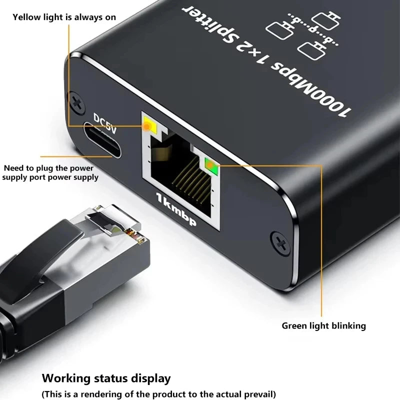 1-to-2 Gigabit Ethernet Splitter Switch