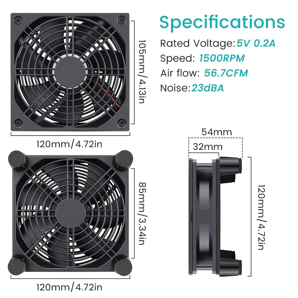 120mm USB Cooling Fan with Protective Grill