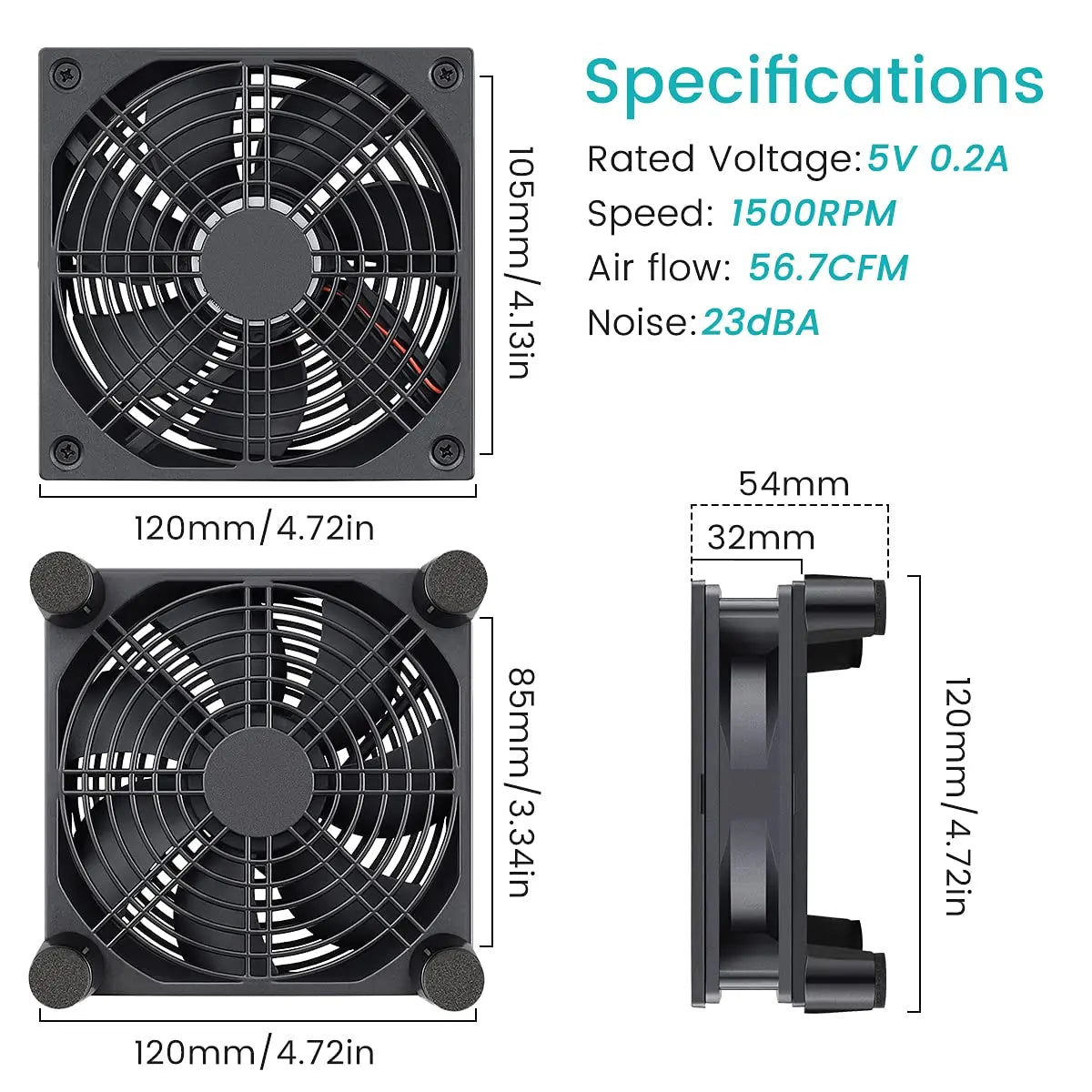 120mm USB Cooling Fan with Protective Grill