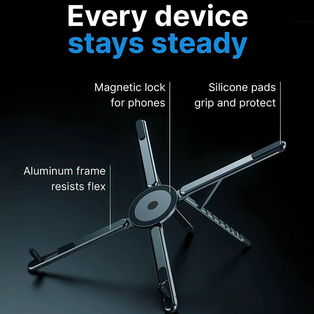 amzwn 3-in-1 Magnetic Phone Holder & Foldable Tripod