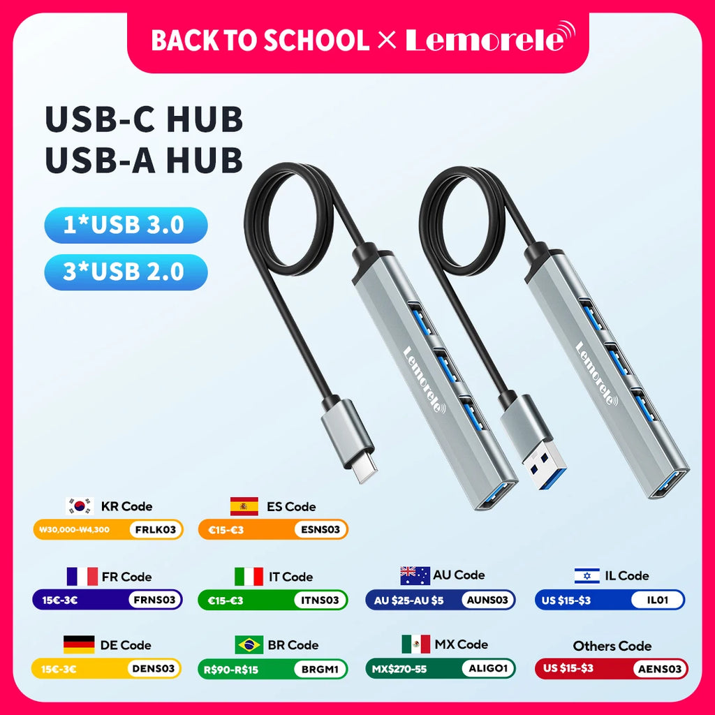 Lemorele TC57 4-Port USB-C Hub