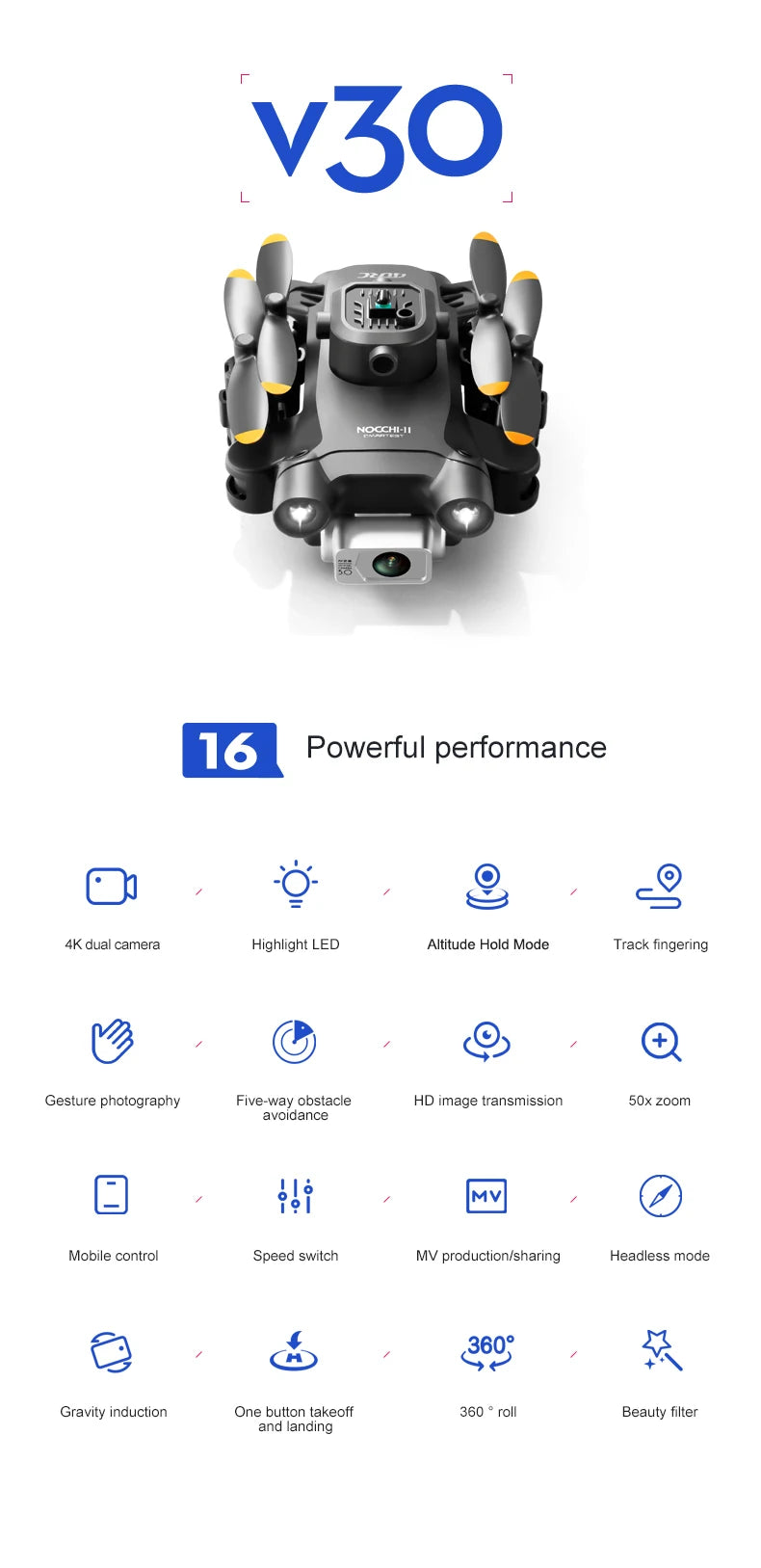 4D-V30 Mini 4K FPV Camera Drone
