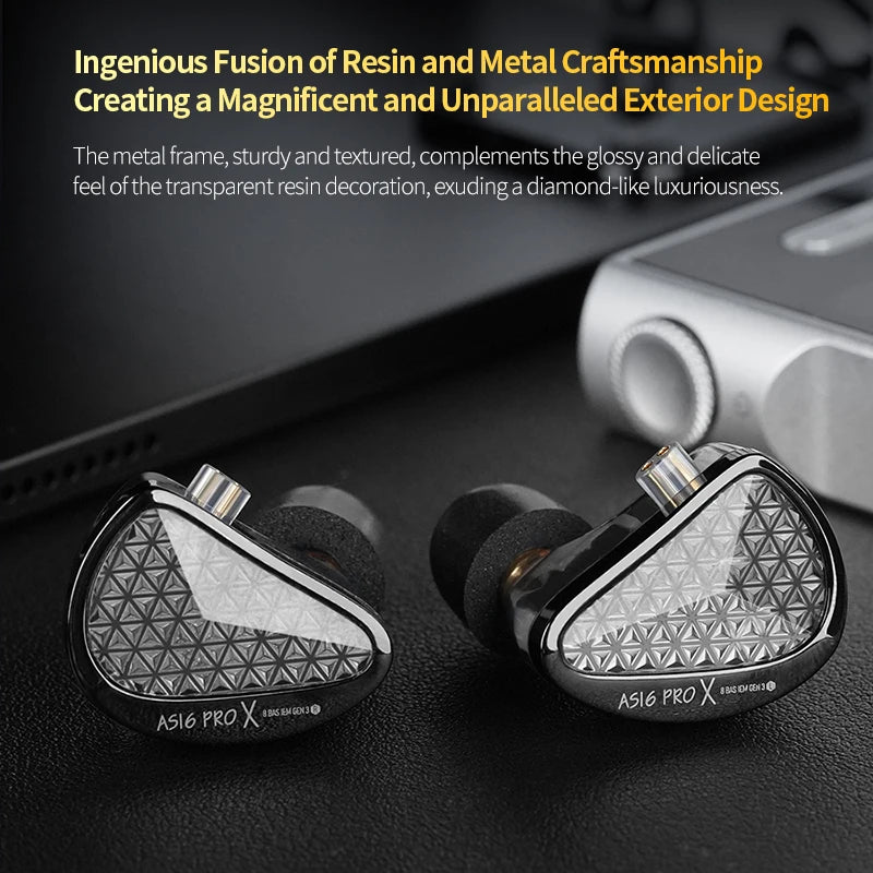 KZ AS16 Pro X 8BA HiFi In-Ear Monitor Earphones