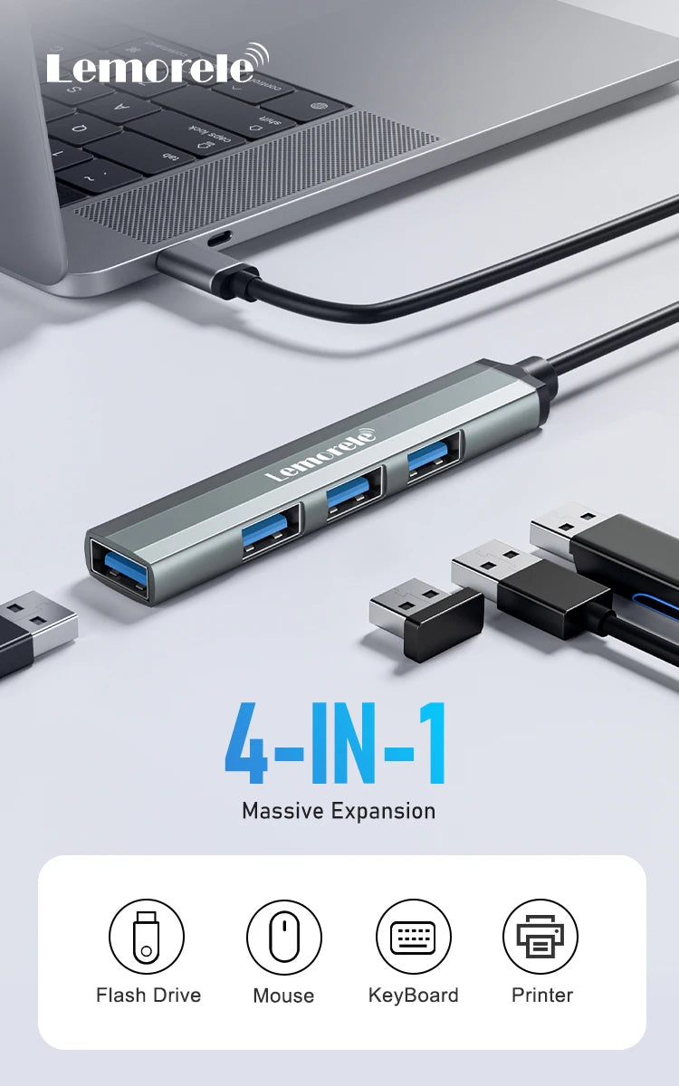 Lemorele TC57 4-Port USB-C Hub