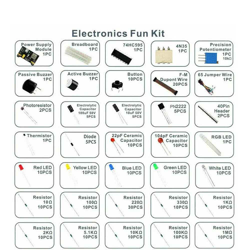 830-Piece Arduino UNO R3 Electronic Component Starter Kit