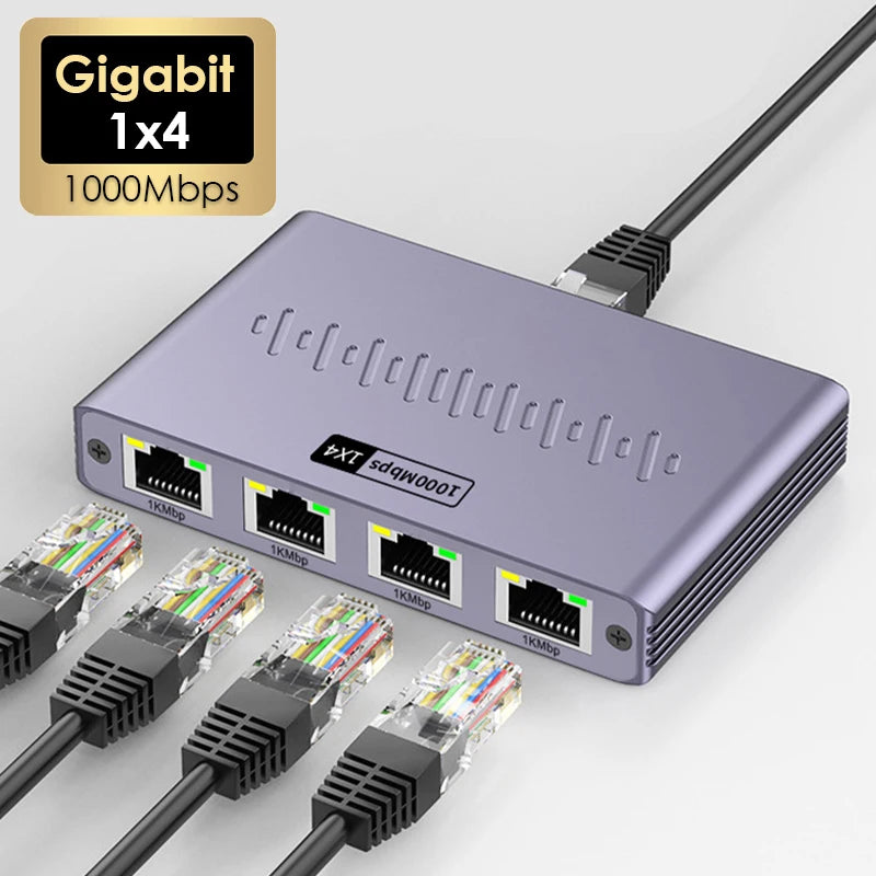 OllyMurs 1-to-4 Gigabit Ethernet Splitter