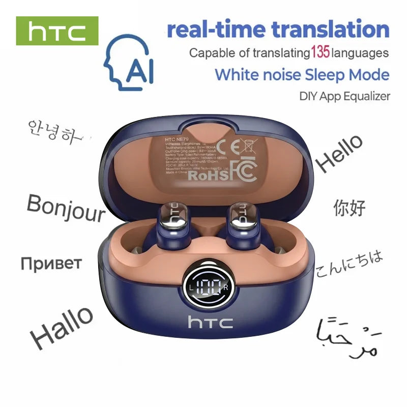 HTC NE79 Bluetooth 6.0 AI Translation TWS Earbuds