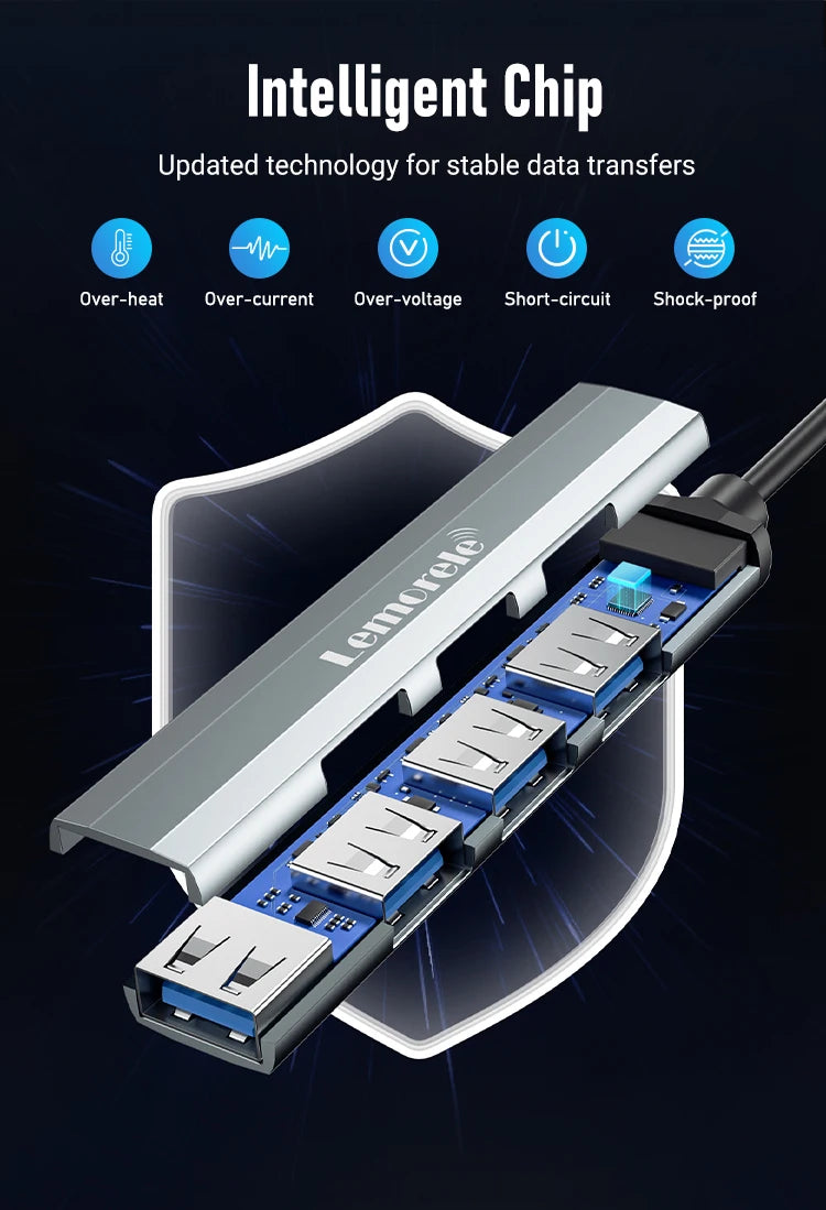 Lemorele TC57 4-Port USB-C Hub
