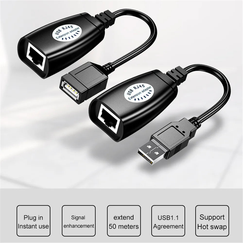 USB to RJ45 Extension Adapter Pair