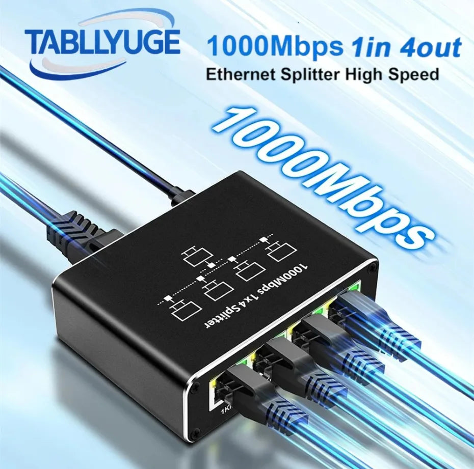 TABLLYUGE 1-to-4 Gigabit Ethernet Splitter