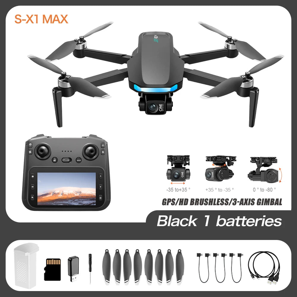 S-X1 MAX 4K Camera Drone with 3-Axis Gimbal