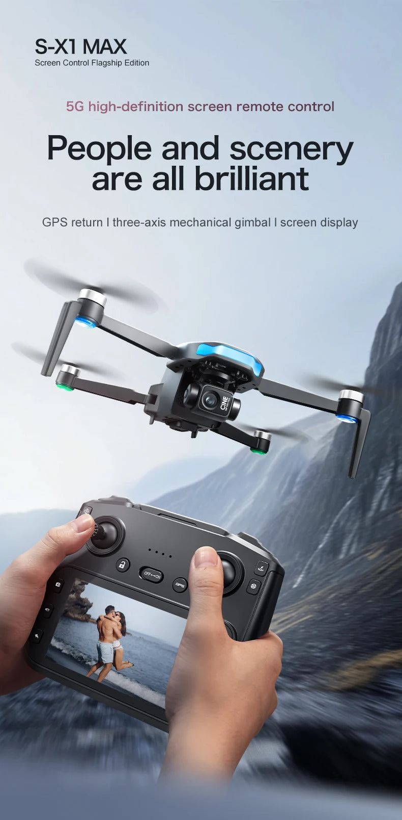 S-X1 MAX 4K Camera Drone with 3-Axis Gimbal