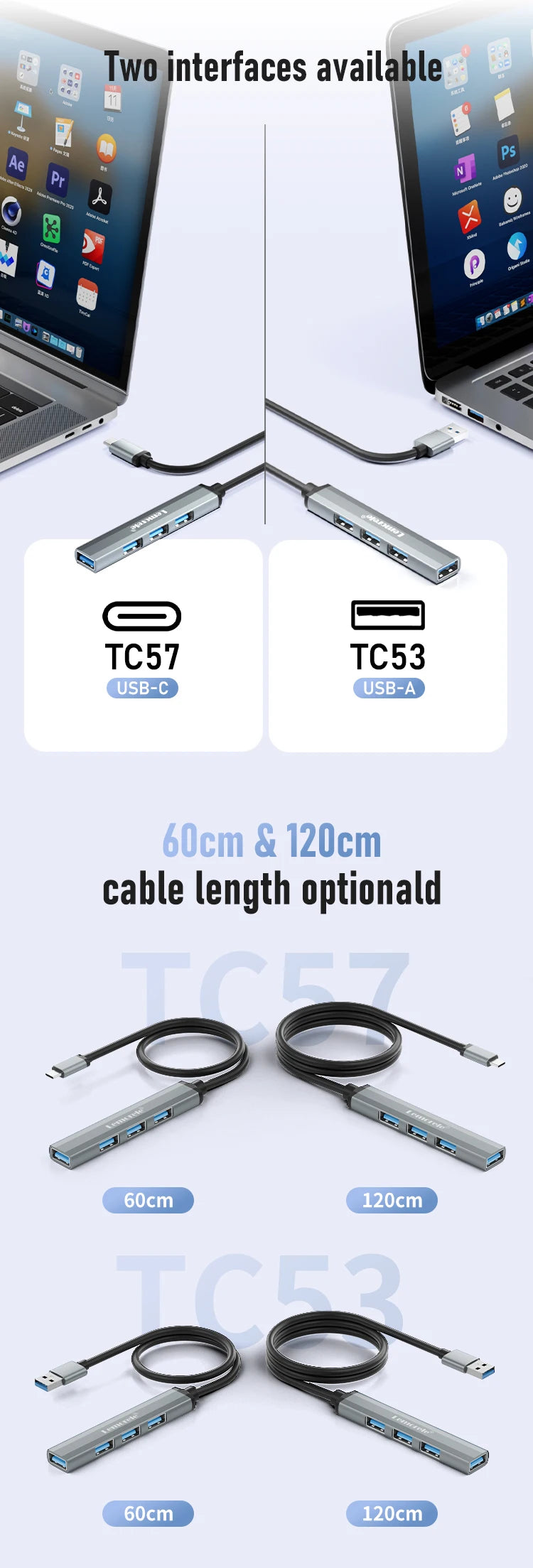 Lemorele TC57 4-Port USB-C Hub