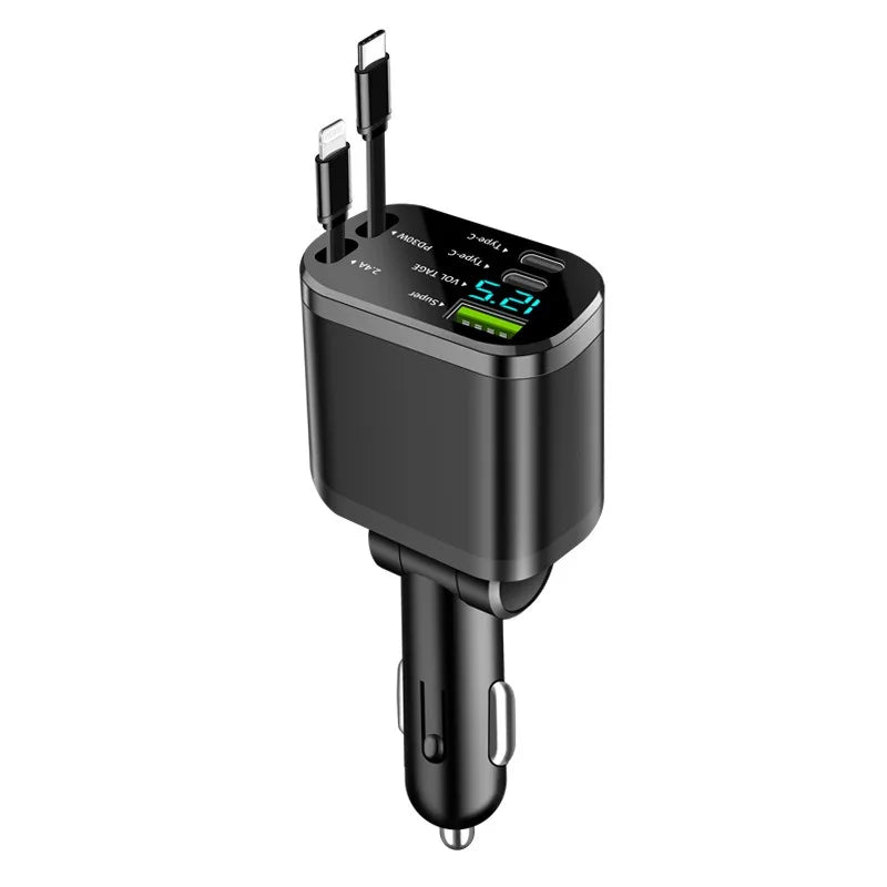 KYVNVO 5-in-1 Retractable Car Fast Charger