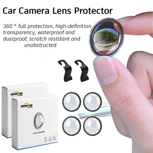 4-Piece Car Camera Lens Protector Kit with Hooks