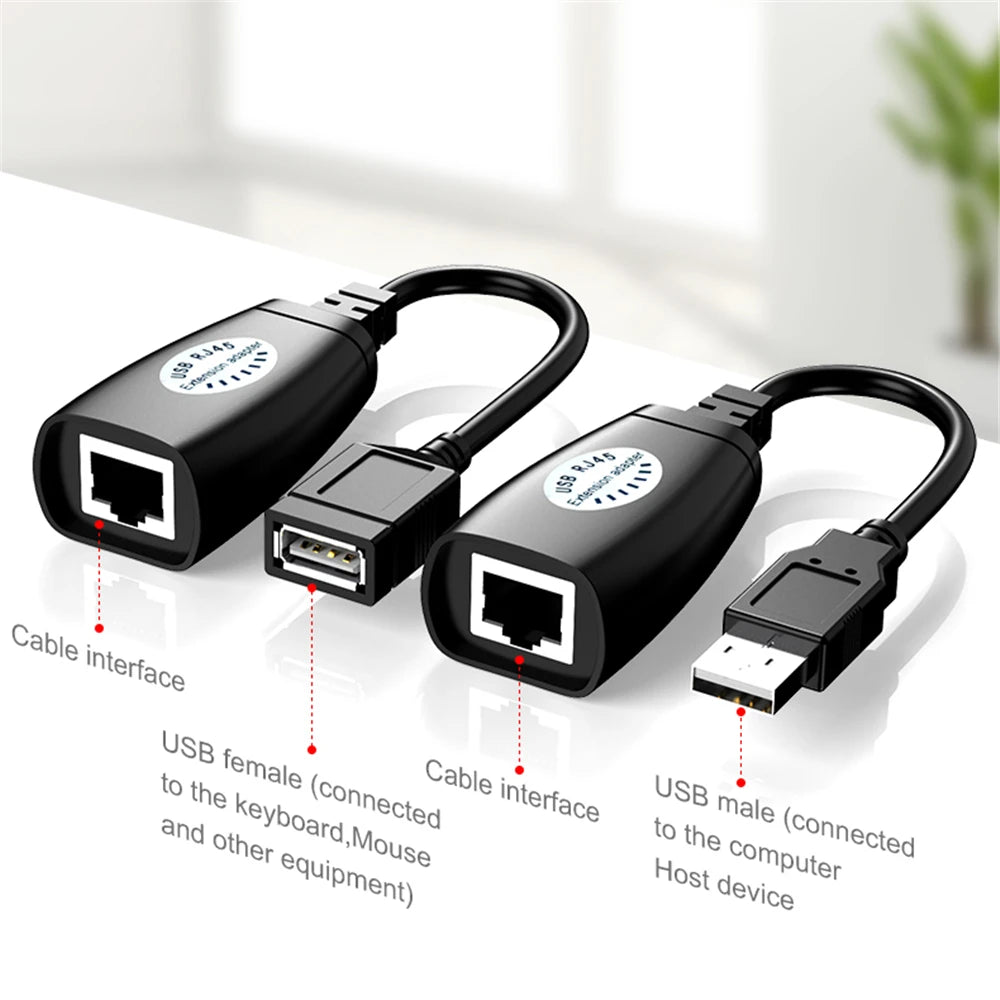 USB to RJ45 Extension Adapter Pair