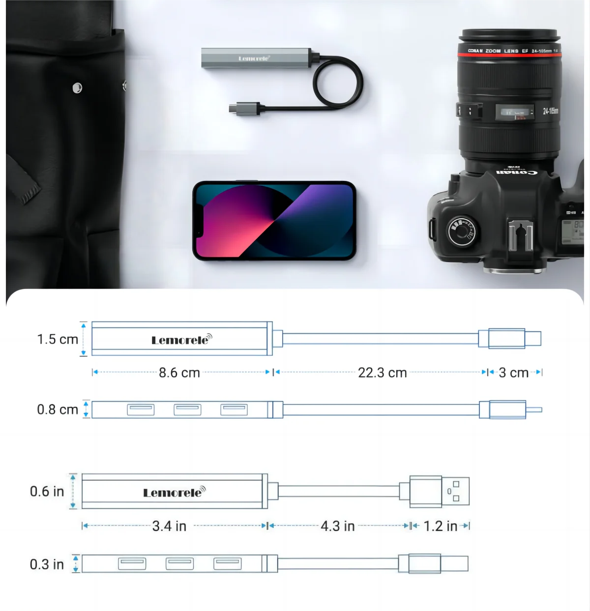 Lemorele TC57 4-Port USB-C Hub