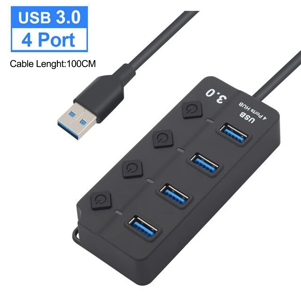 DIWROLY 7-Port USB 3.0 Hub with Individual Switches
