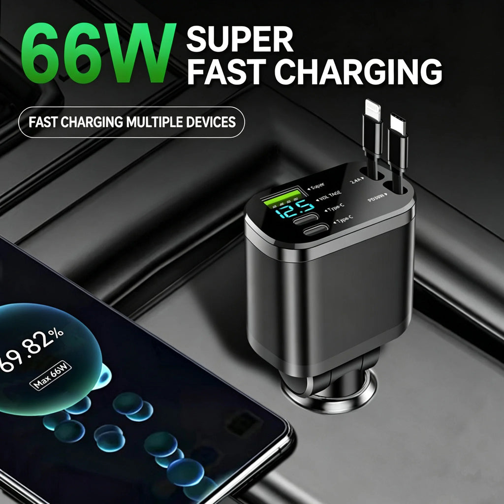 KYVNVO 5-in-1 Retractable Car Fast Charger