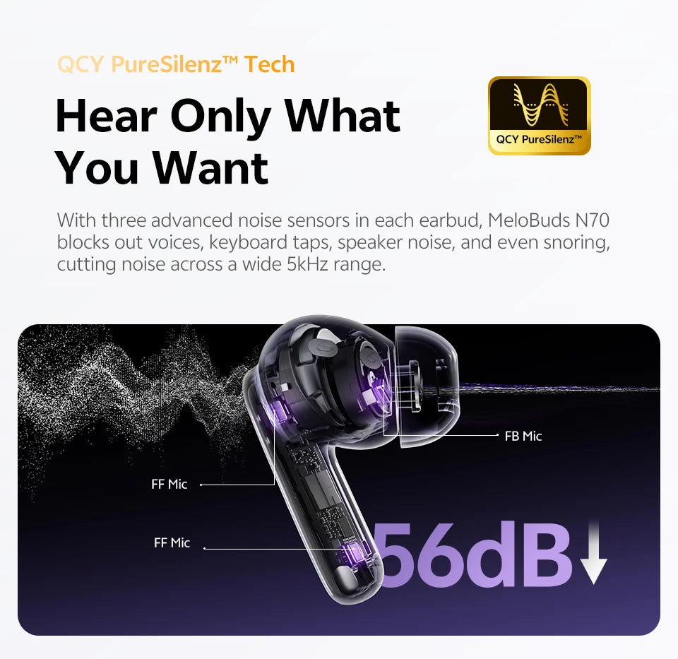 QCY MeloBuds N70 Bluetooth 6.0 ANC TWS Earbuds