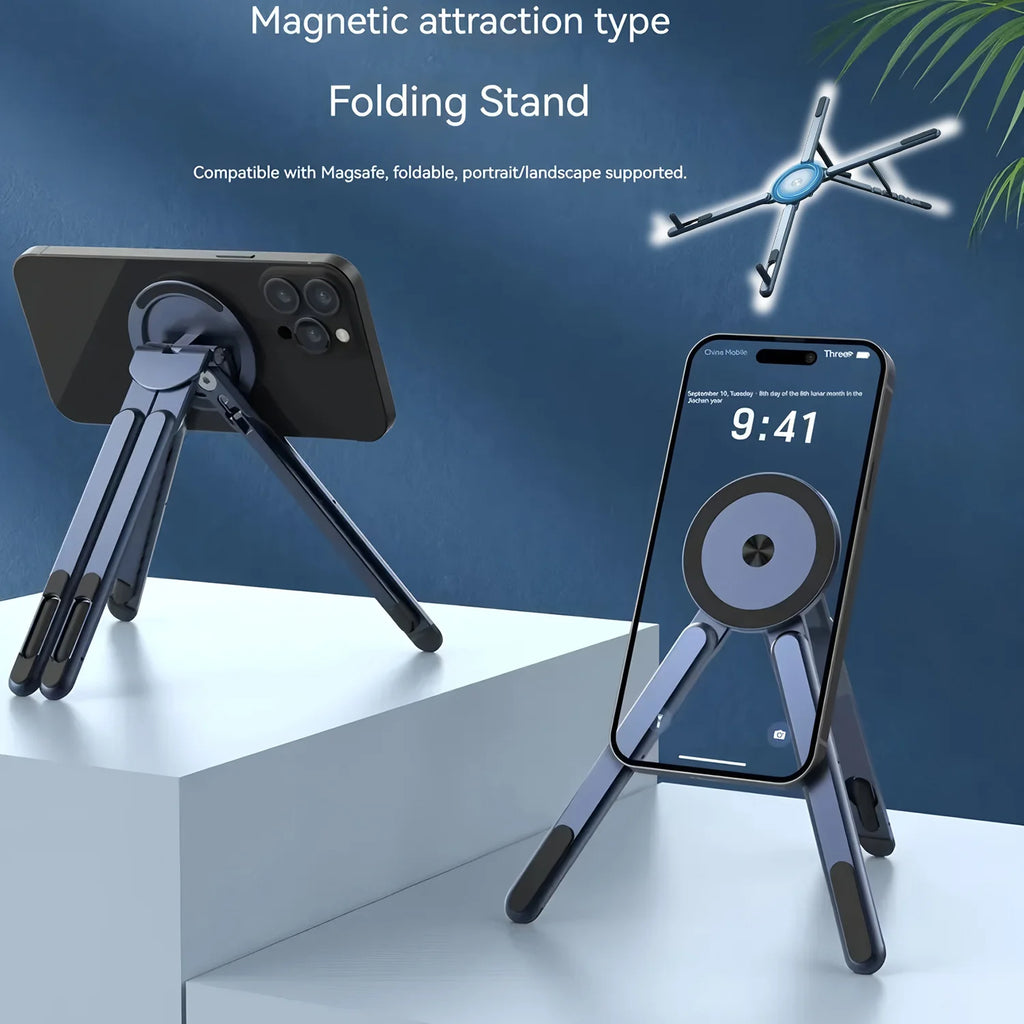 amzwn 3-in-1 Magnetic Phone Holder & Foldable Tripod