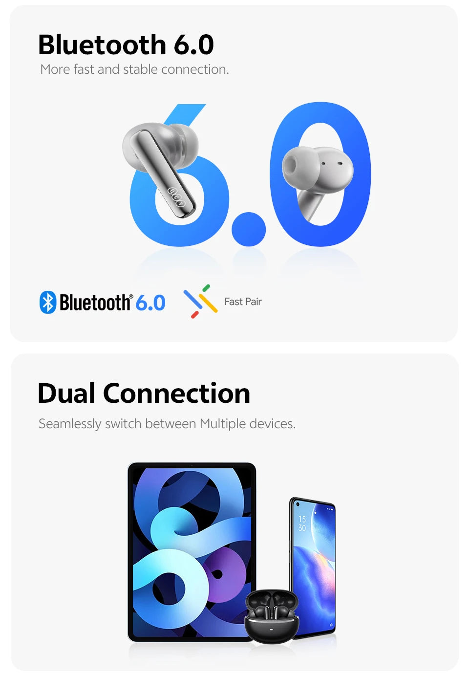 QCY MeloBuds N70 Bluetooth 6.0 ANC TWS Earbuds