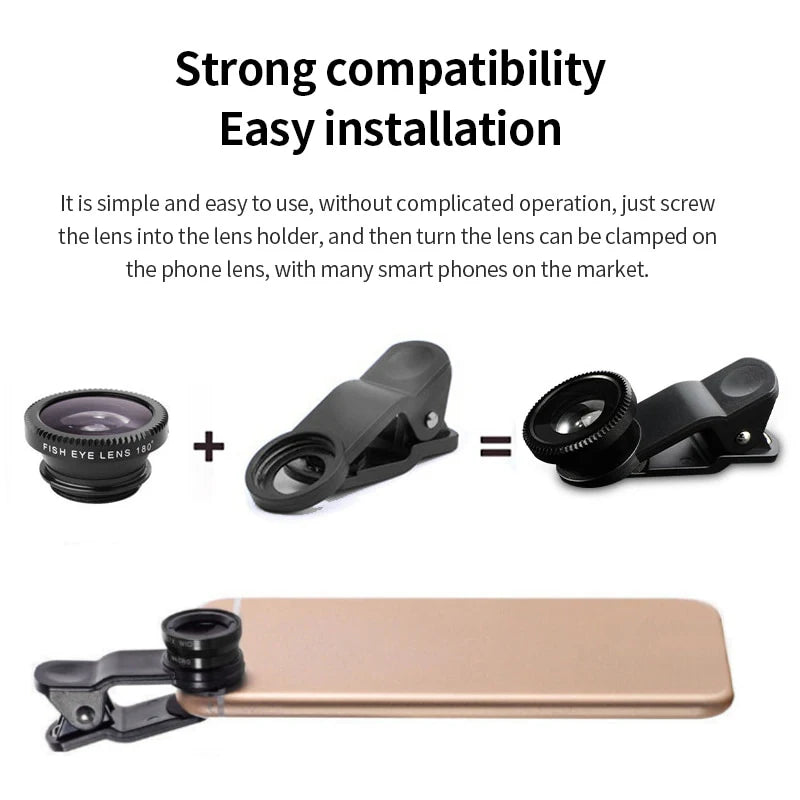 AICSRAD 3-in-1 Fisheye, Wide-Angle & Macro Phone Lens