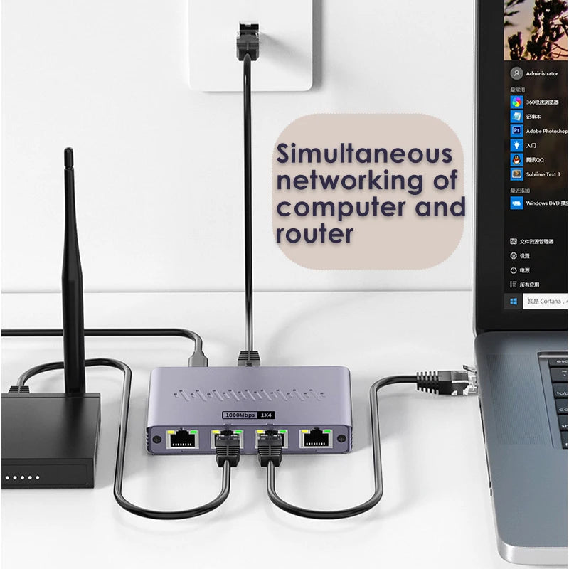OllyMurs 1-to-4 Gigabit Ethernet Splitter