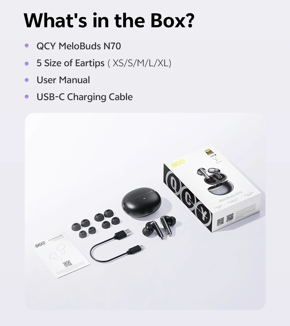 QCY MeloBuds N70 Bluetooth 6.0 ANC TWS Earbuds