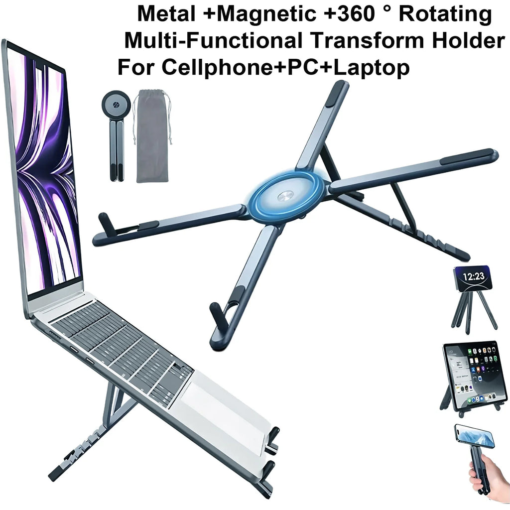 amzwn 3-in-1 Magnetic Phone Holder & Foldable Tripod