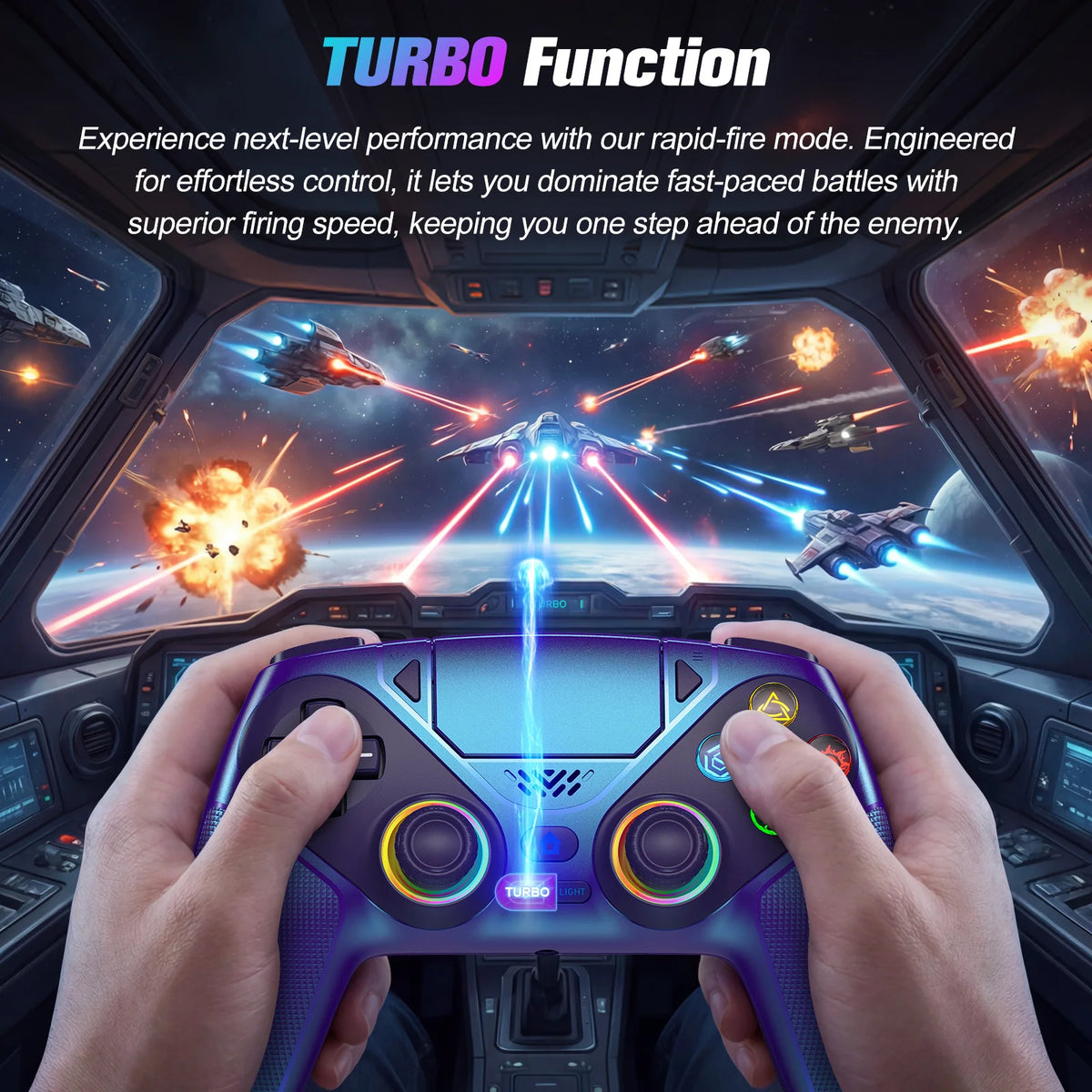 bonacell Wireless RGB Controller for PS5 & PC