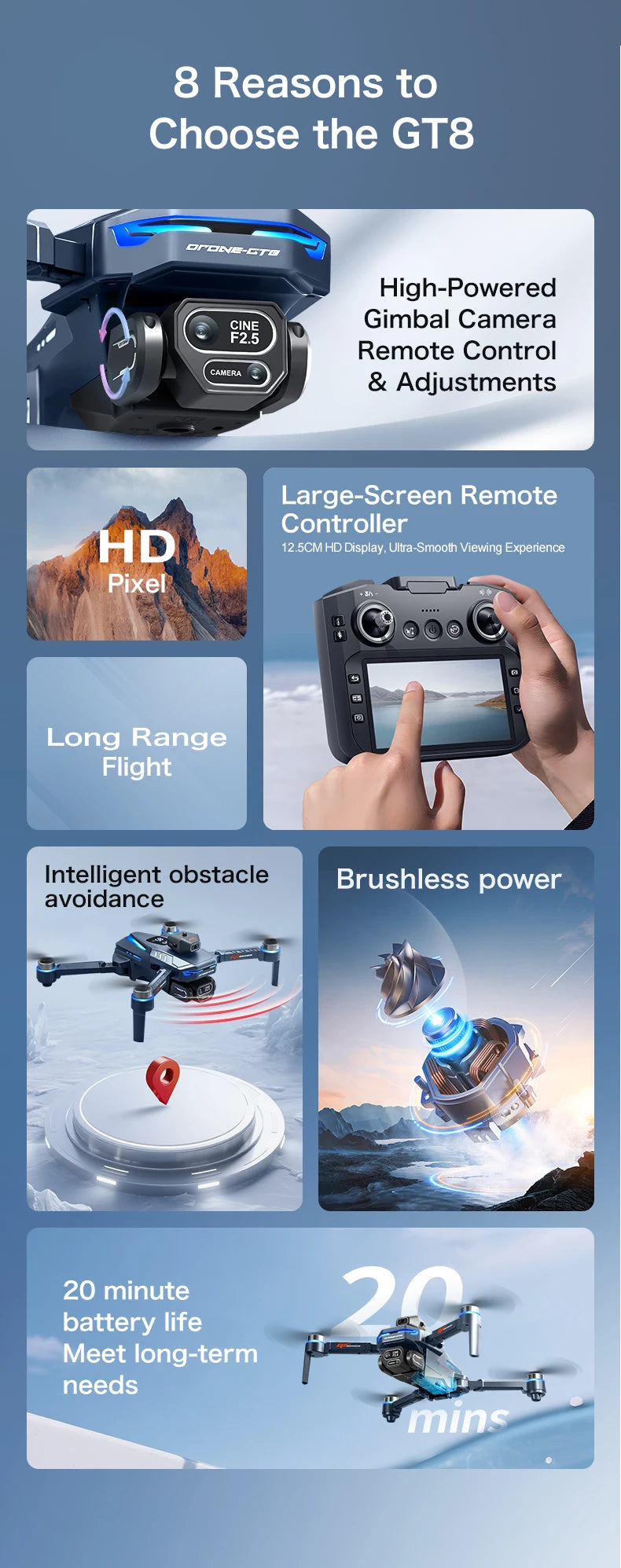 GT8 8K Dual-Camera FPV Drone