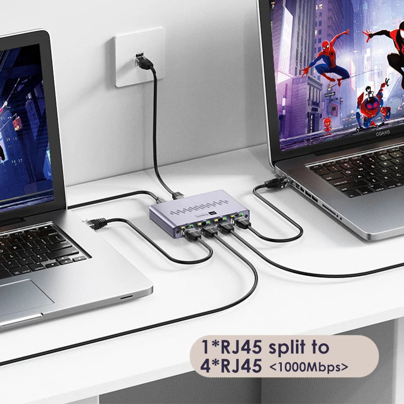 OllyMurs 1-to-4 Gigabit Ethernet Splitter