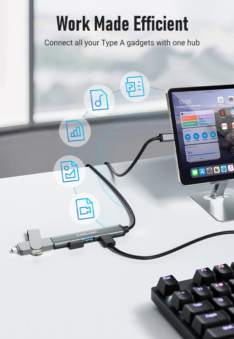 Lemorele TC57 4-Port USB-C Hub