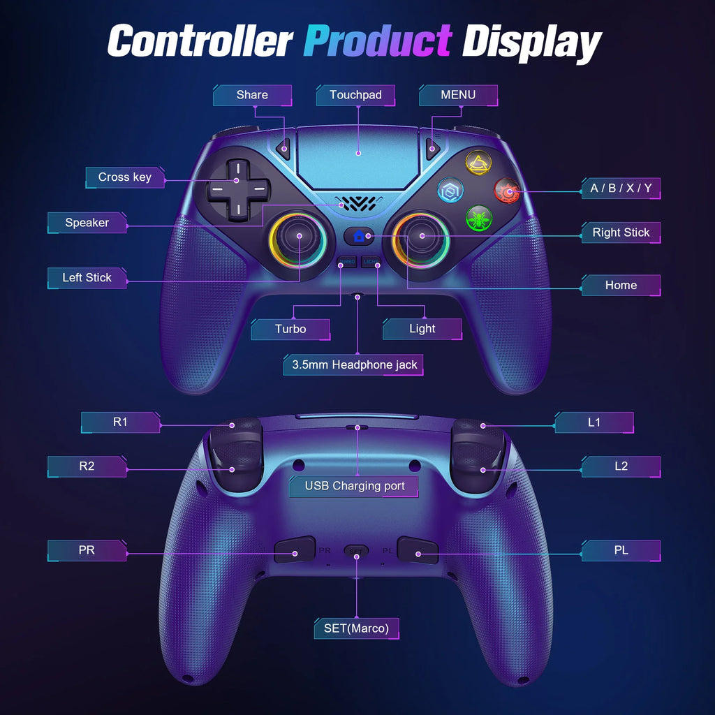bonacell Wireless RGB Controller for PS5 & PC