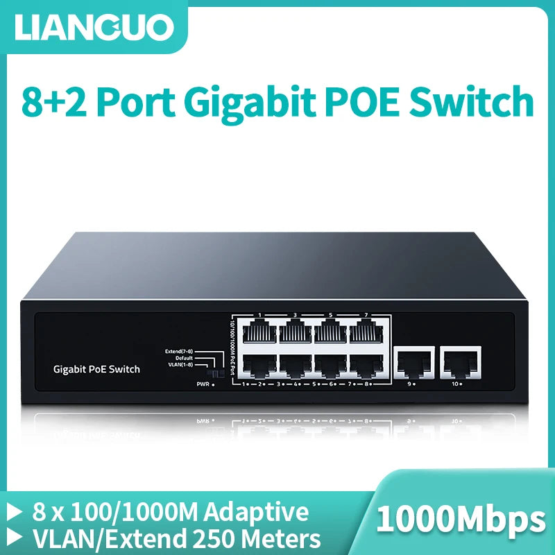 LIANGUO 8-Port Gigabit PoE Switch